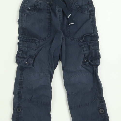 George Boys Black  Cotton Cargo Trousers Size 2-3 Years  Regular Tie