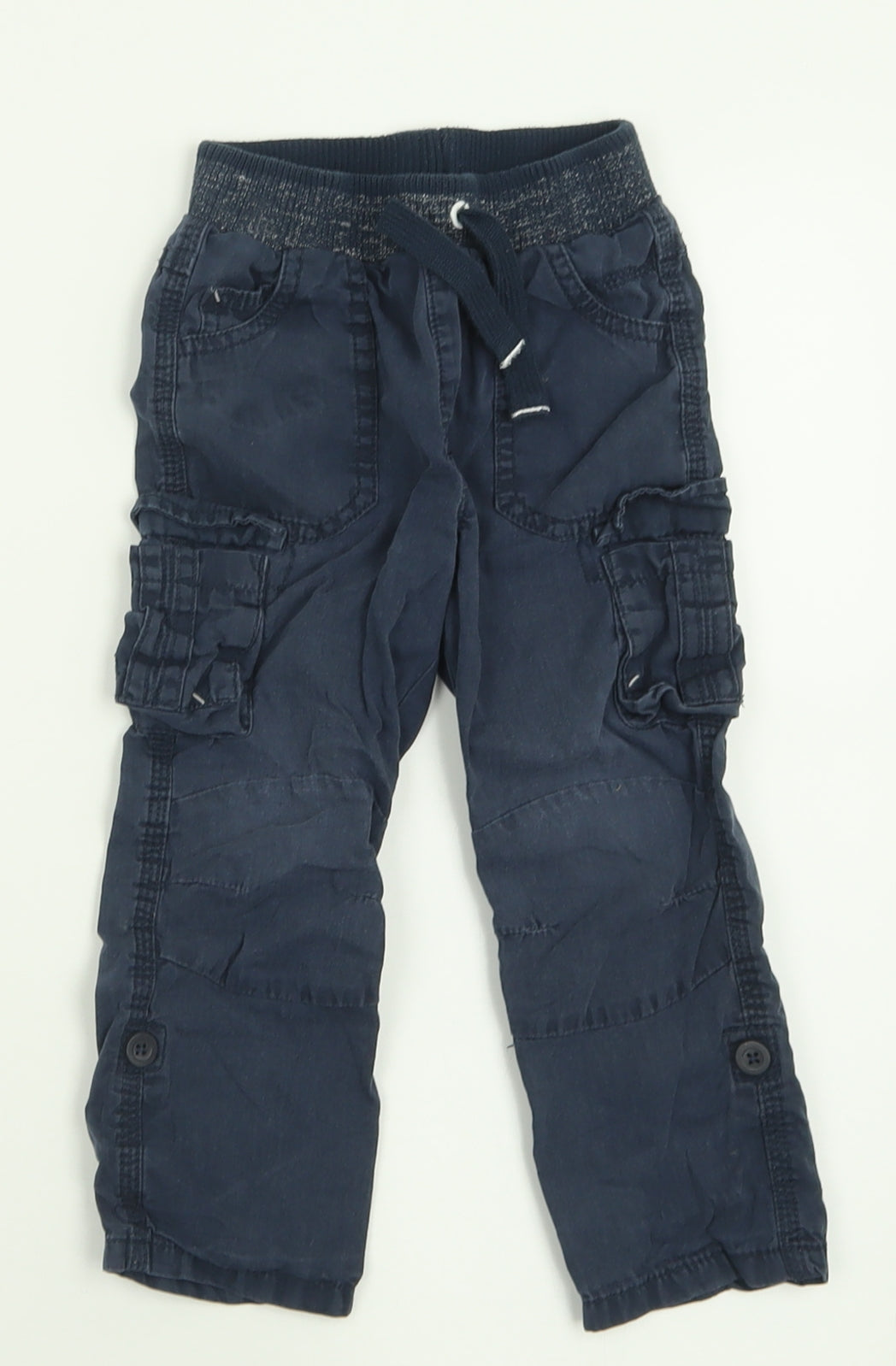 George Boys Black  Cotton Cargo Trousers Size 2-3 Years  Regular Tie
