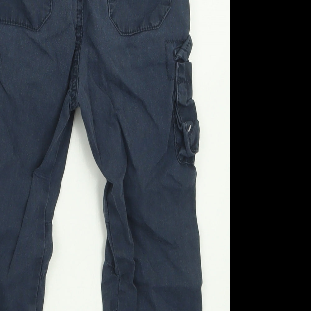 George Boys Black  Cotton Cargo Trousers Size 2-3 Years  Regular Tie