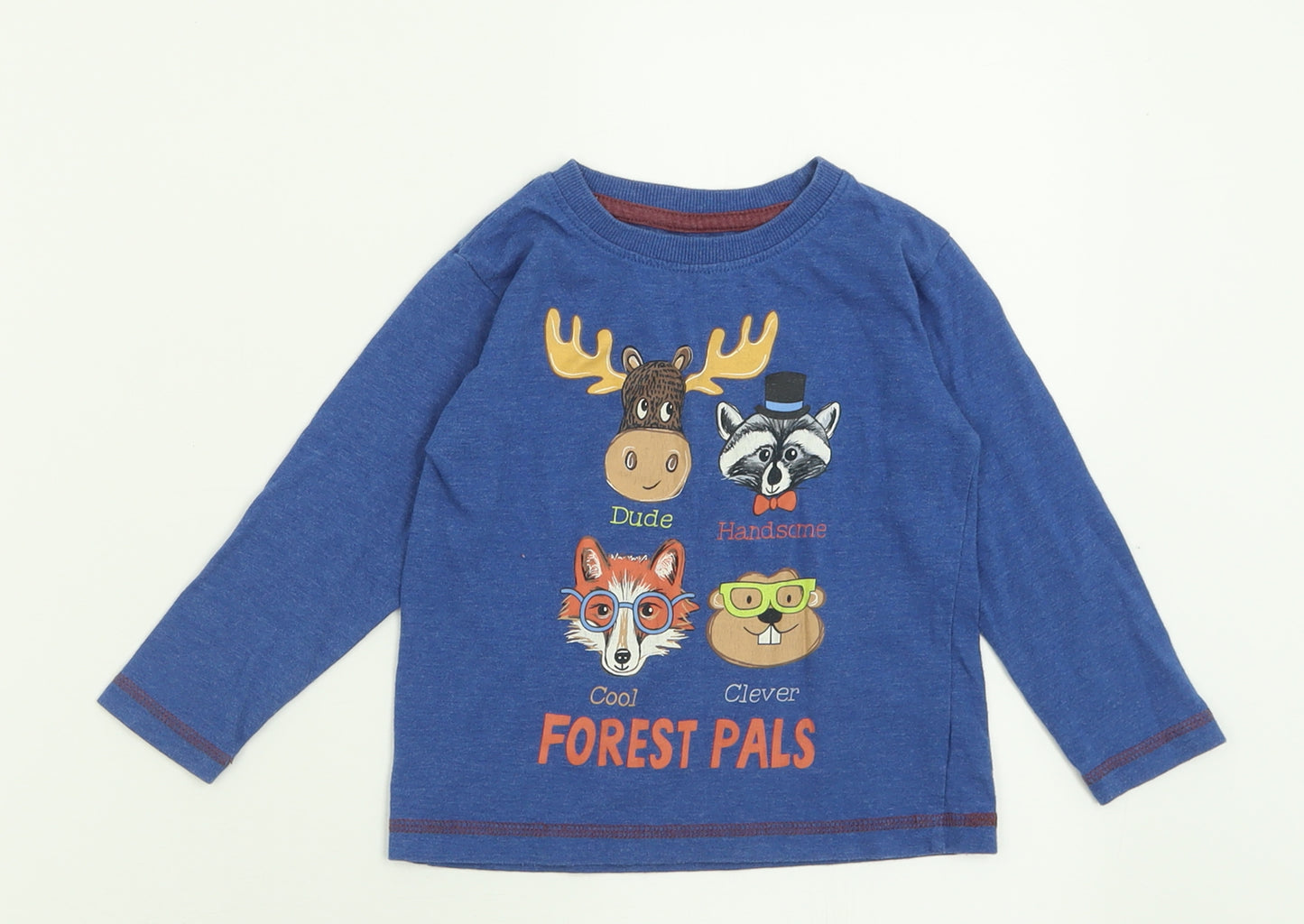 Dunnes Stores Boys Blue  Cotton Basic Casual Size 18-24 Months Crew Neck Pullover