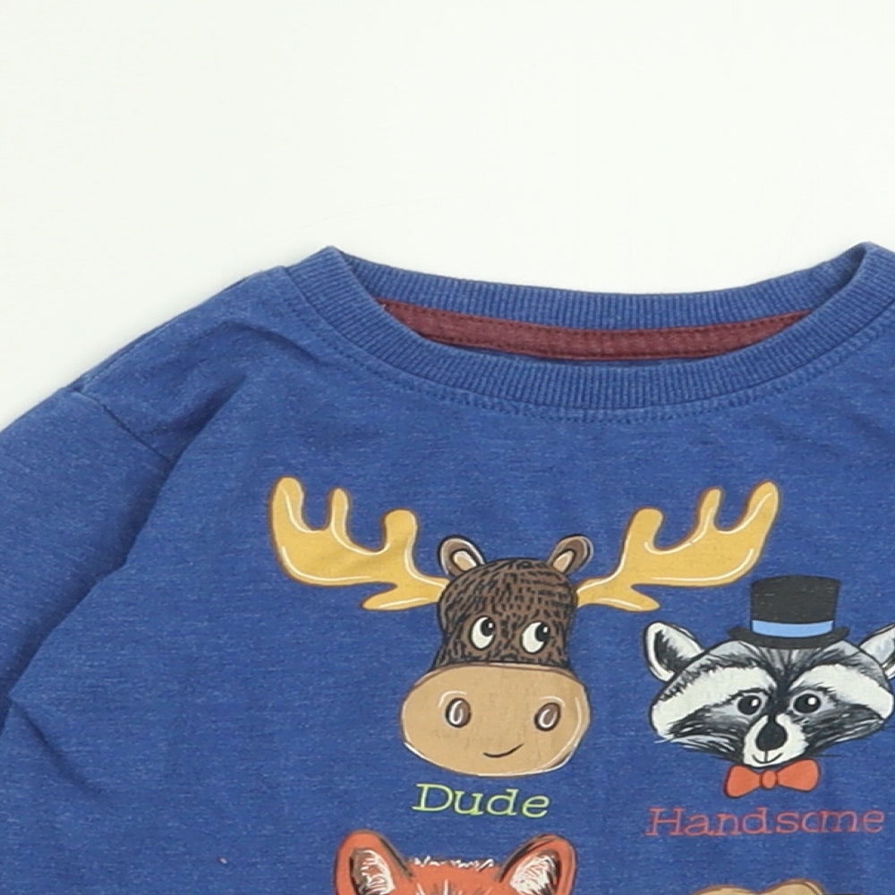 Dunnes Stores Boys Blue  Cotton Basic Casual Size 18-24 Months Crew Neck Pullover