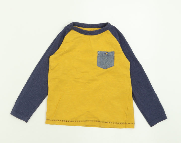 Dunnes Stores Boys Yellow  Cotton Basic Casual Size 2-3 Years Crew Neck Pullover