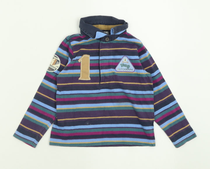 Autograph Boys Purple Striped Cotton Basic Polo Size 2-3 Years Collared Button