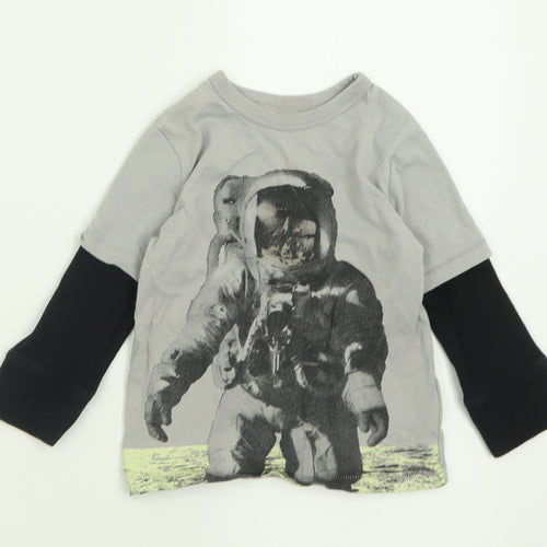 Gap Boys Grey  Cotton Basic Casual Size 2 Years Crew Neck Pullover