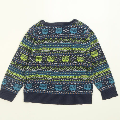 H&M Boys Blue Geometric Cotton Pullover Jumper Size 18-24 Months  Pullover