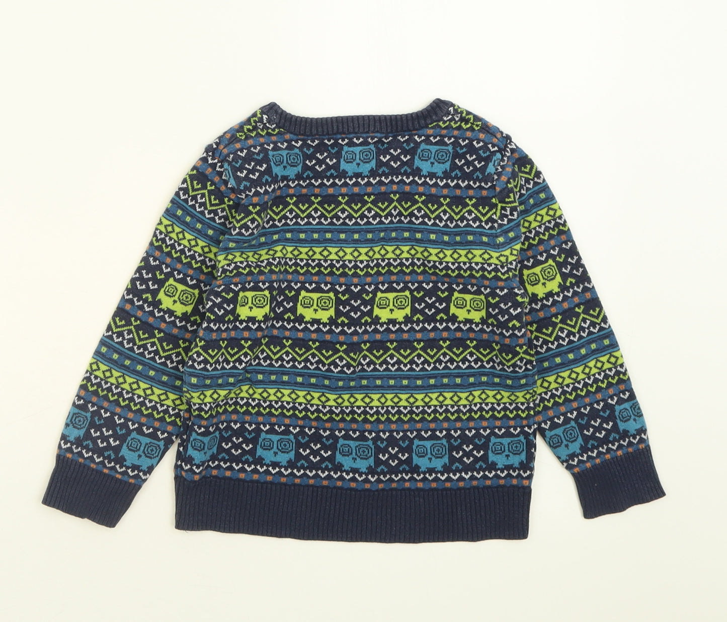 H&M Boys Blue Geometric Cotton Pullover Jumper Size 18-24 Months  Pullover