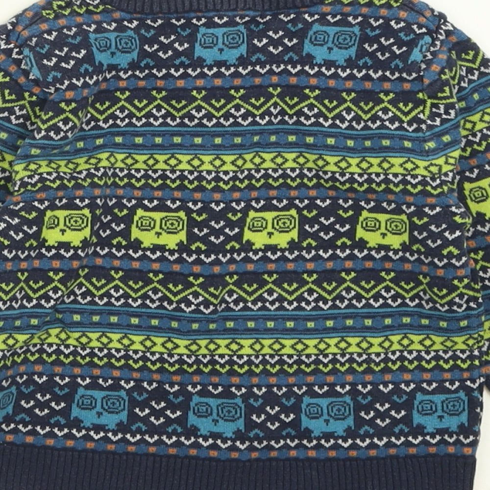H&M Boys Blue Geometric Cotton Pullover Jumper Size 18-24 Months  Pullover