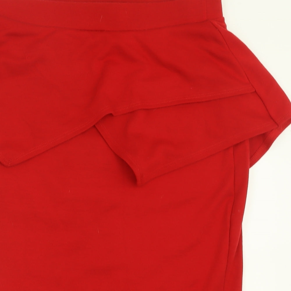 Boohoo Womens Red  Polyester A-Line Skirt Size 14
