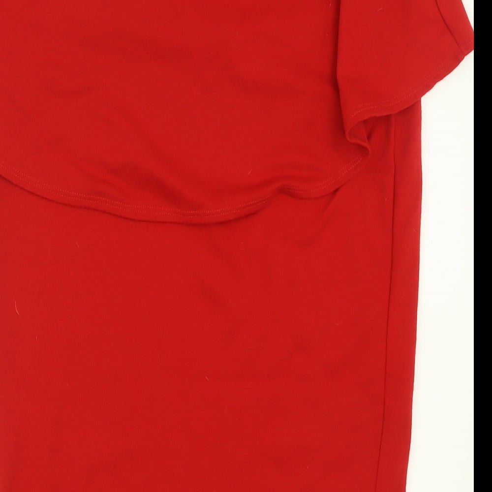 Boohoo Womens Red  Polyester A-Line Skirt Size 14