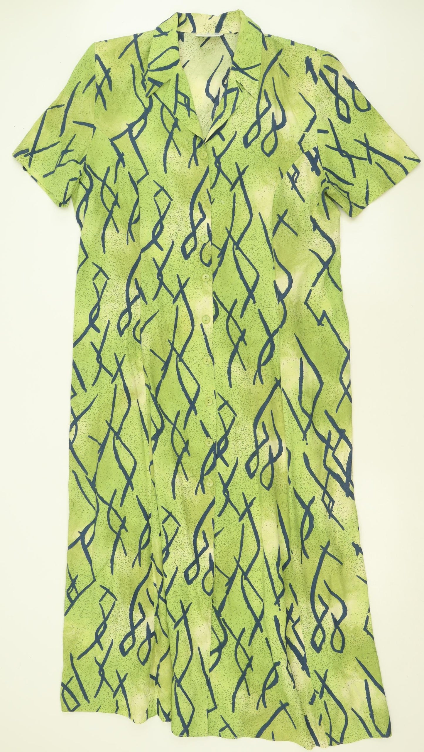 A La Carte Womens Green Geometric Polyester A-Line  Size 20  V-Neck Button