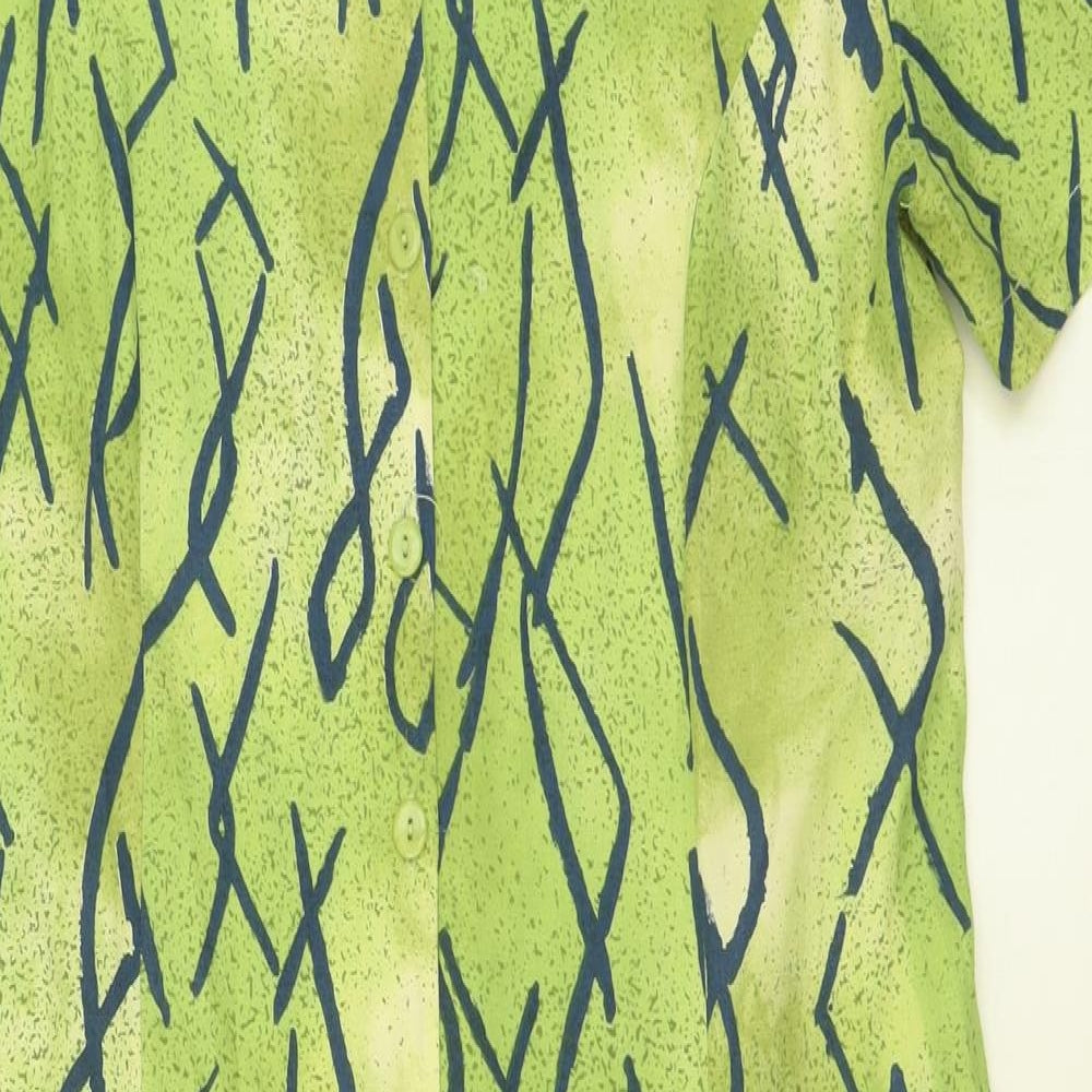 A La Carte Womens Green Geometric Polyester A-Line  Size 20  V-Neck Button