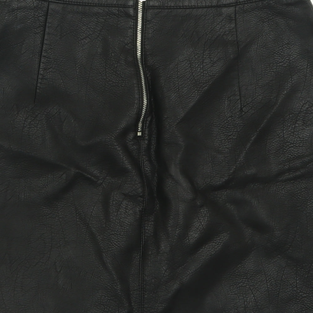 Zara Womens Black  Polyester A-Line Skirt Size L   Zip