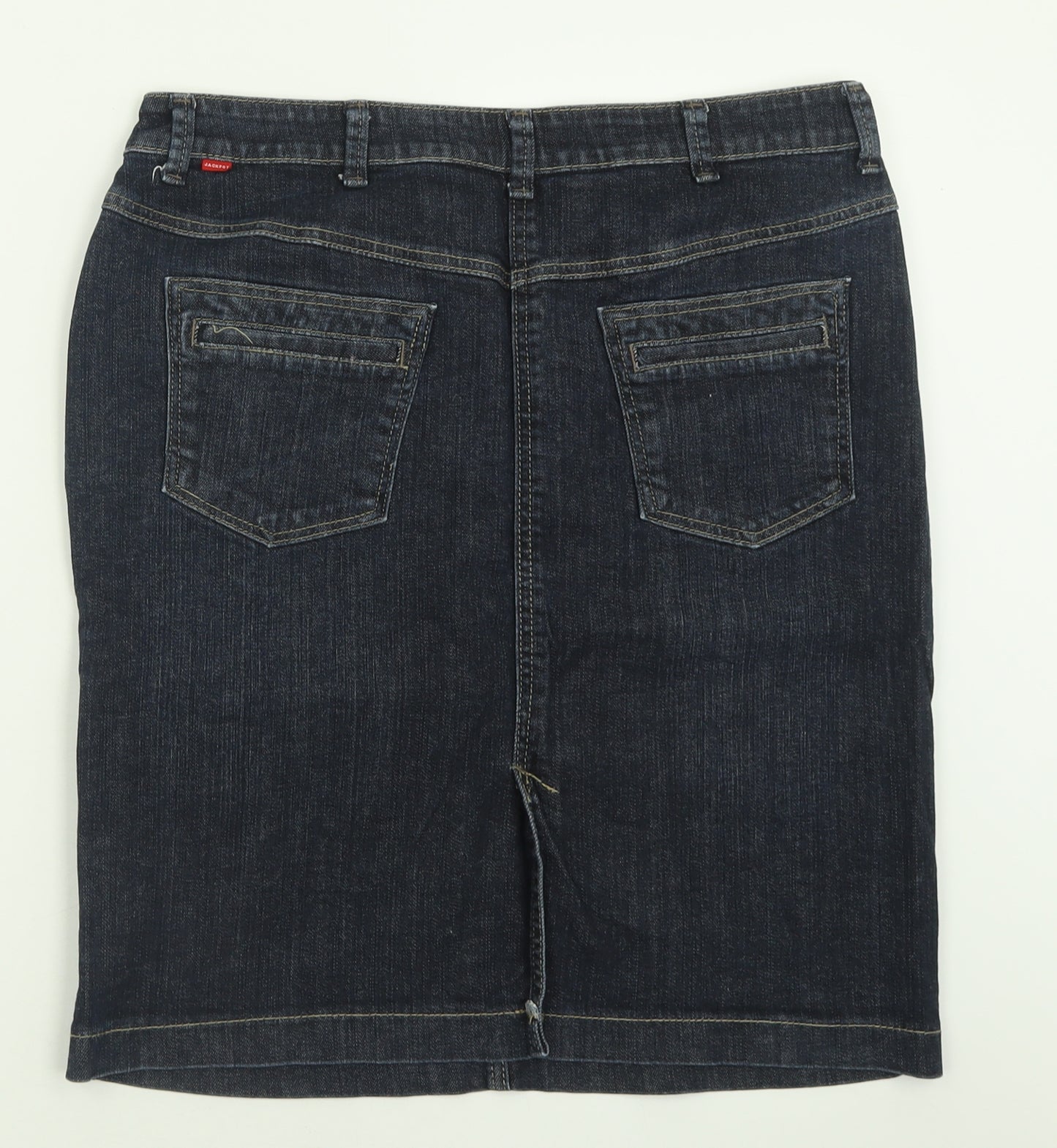 Jackpot Womens Blue  Cotton A-Line Skirt Size 12   Button