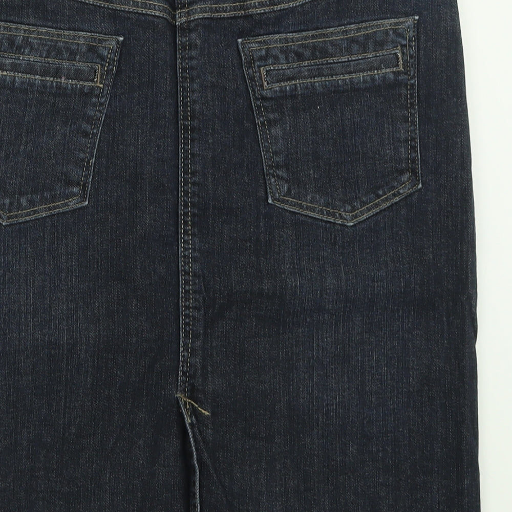 Jackpot Womens Blue  Cotton A-Line Skirt Size 12   Button