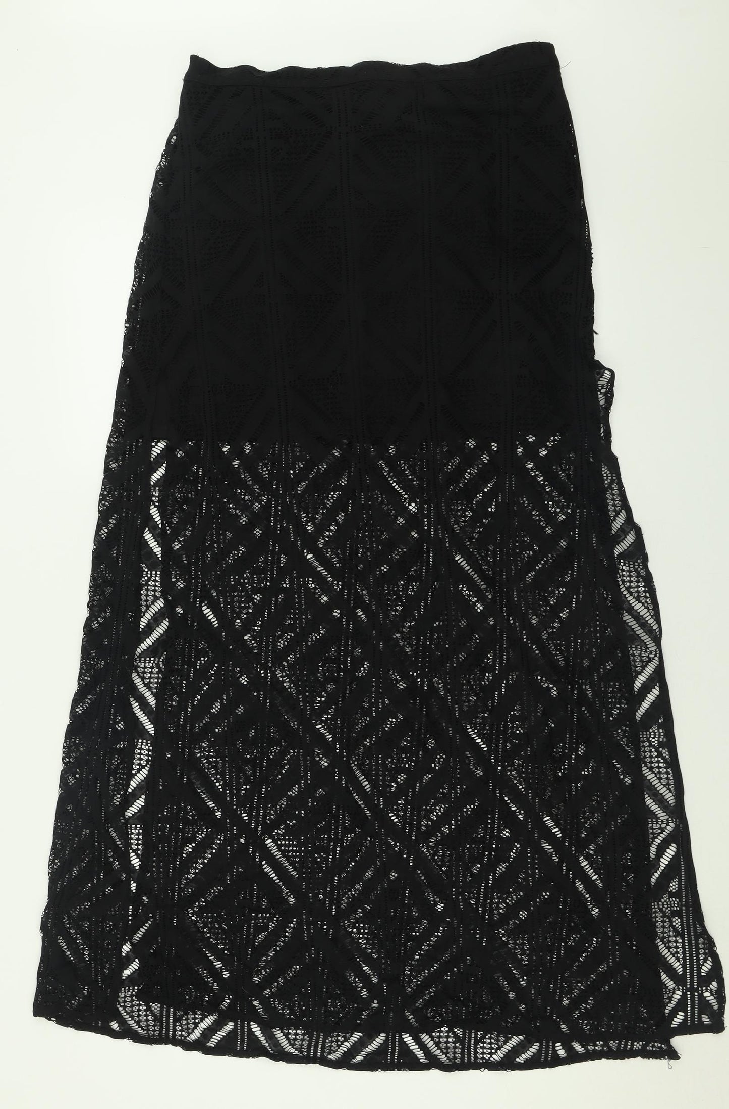 H&M Womens Black  Polyamide A-Line Skirt Size 16