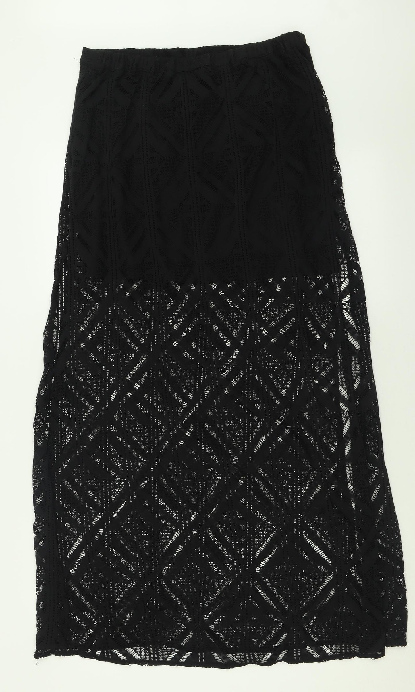 H&M Womens Black  Polyamide A-Line Skirt Size 16