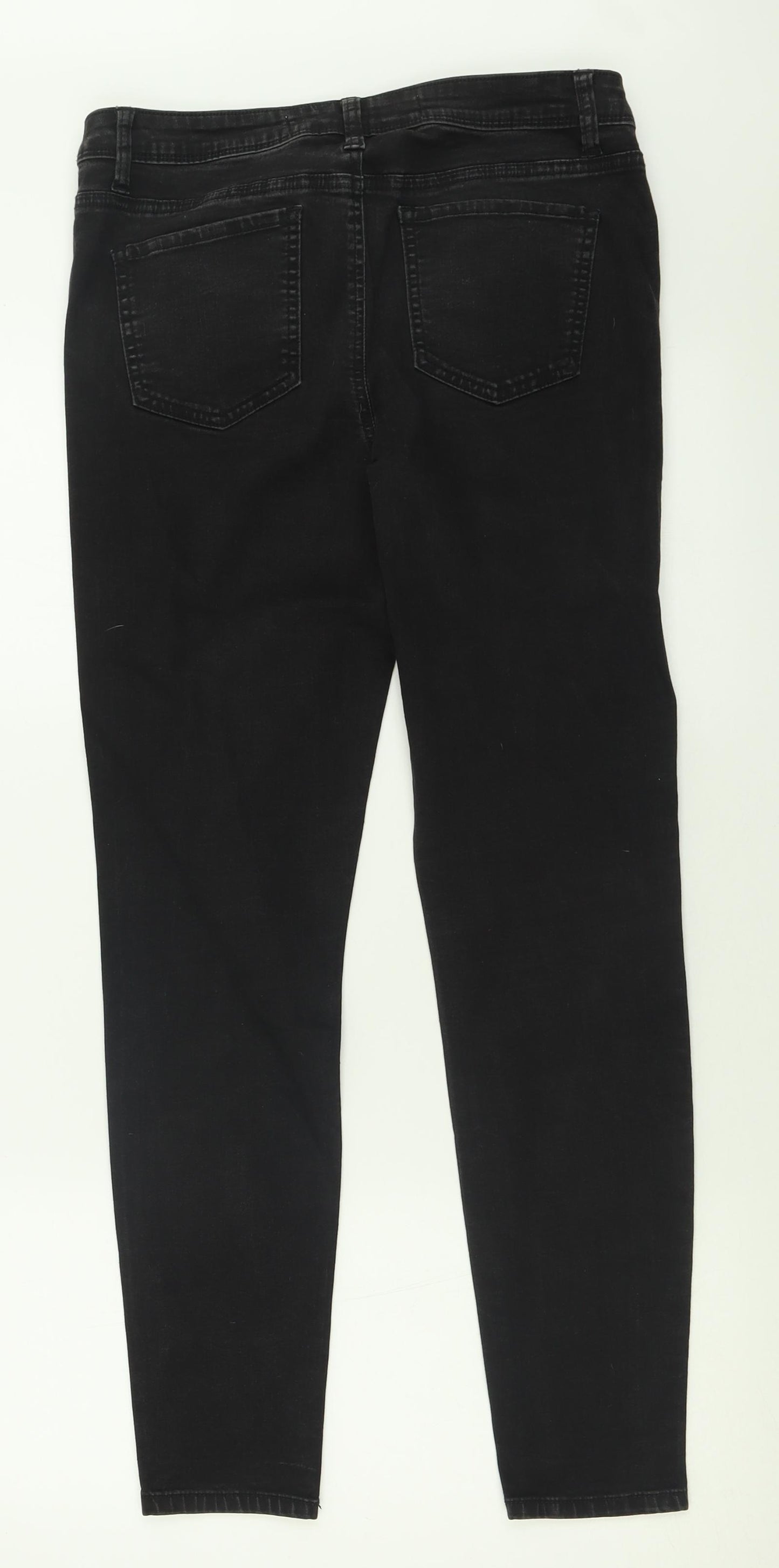 Denim & Co. Womens Black  Cotton Skinny Jeans Size 14 L29 in Regular Button