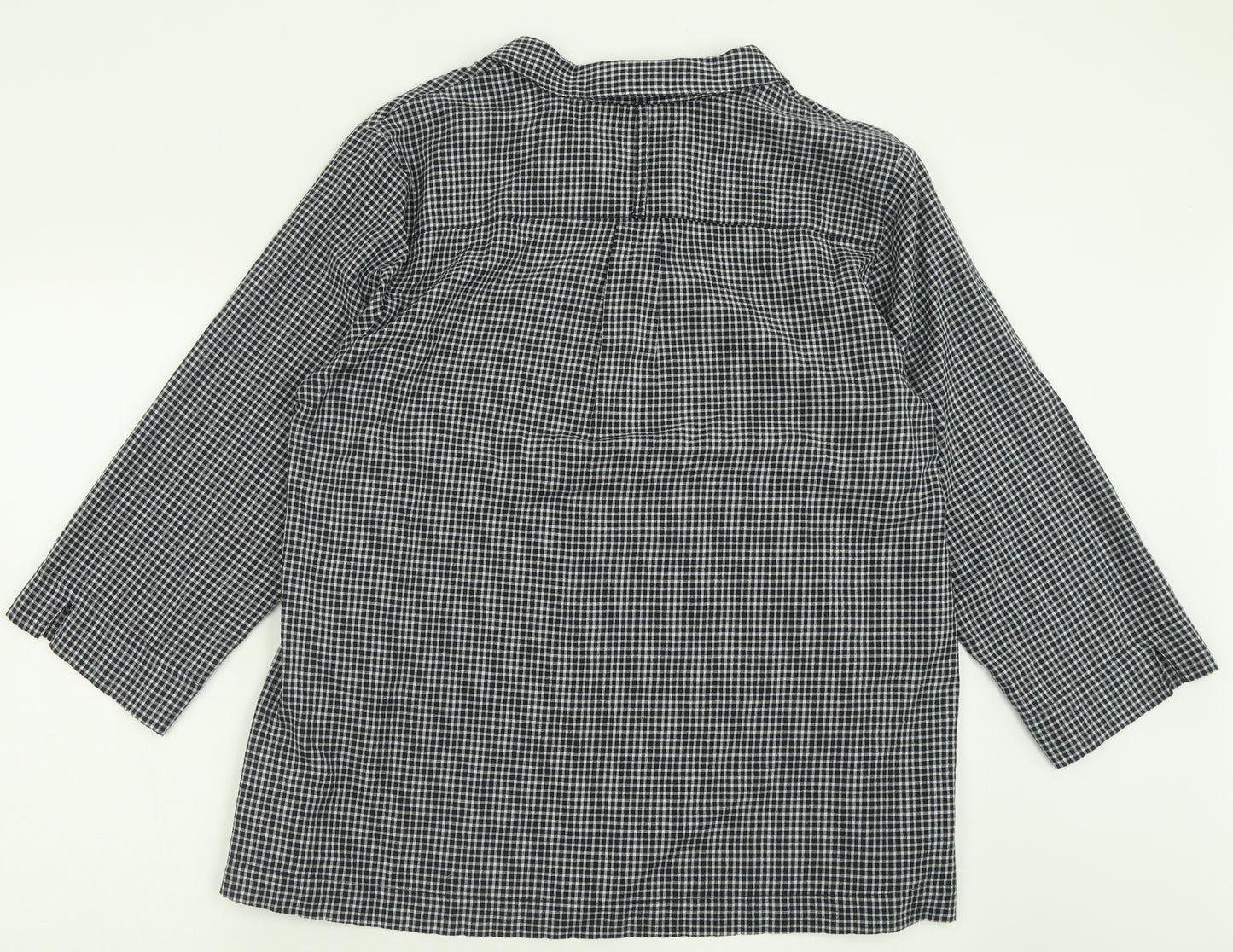 Seasalt Womens Blue Plaid Cotton Basic Blouse Size 16 V-Neck
