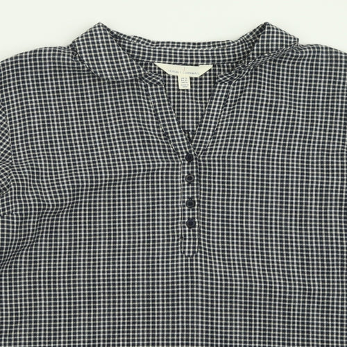 Seasalt Womens Blue Plaid Cotton Basic Blouse Size 16 V-Neck