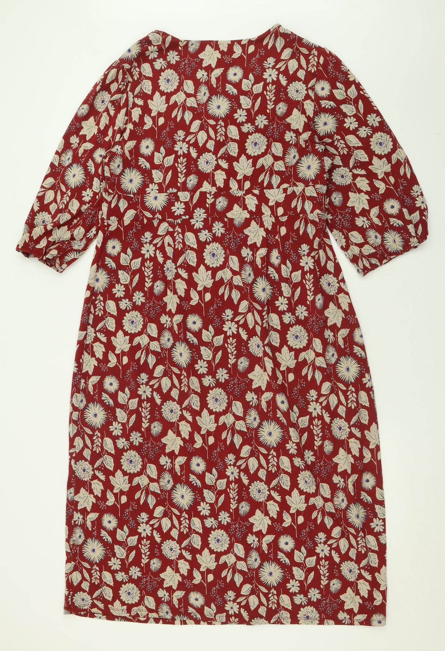 Seasalt Womens Red Floral Viscose A-Line  Size 16  V-Neck Pullover