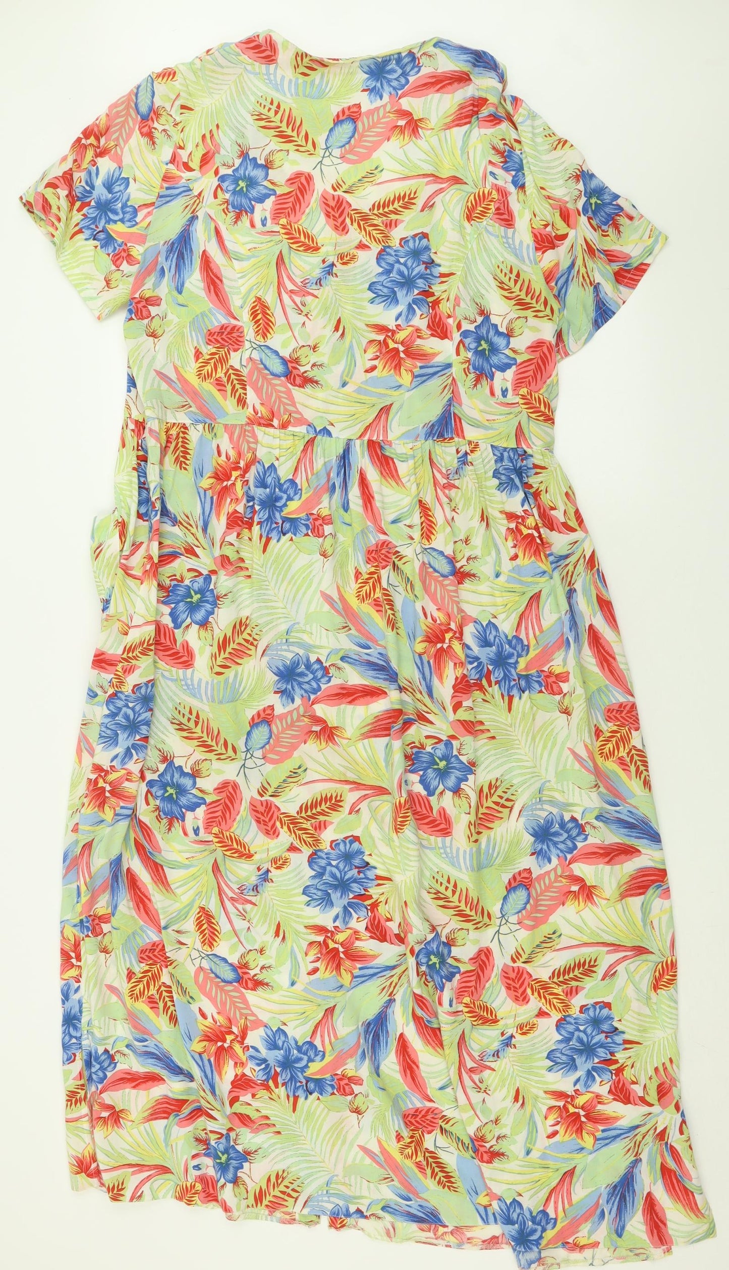 Marks and Spencer Womens Multicoloured Floral Viscose A-Line  Size 16  Crew Neck Button