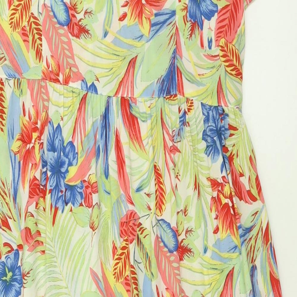 Marks and Spencer Womens Multicoloured Floral Viscose A-Line  Size 16  Crew Neck Button