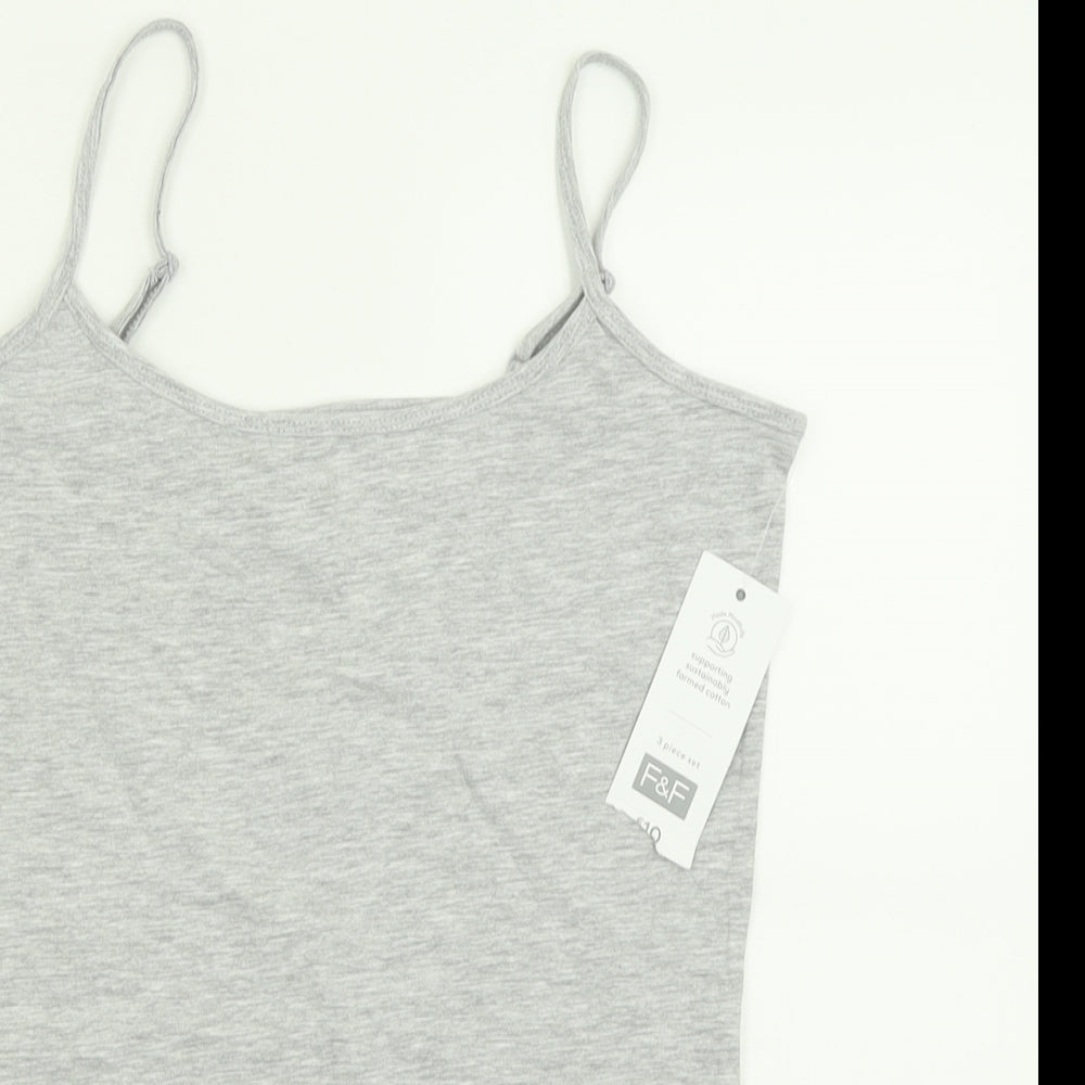 F&F Womens Grey  Cotton Basic Tank Size 10 Scoop Neck