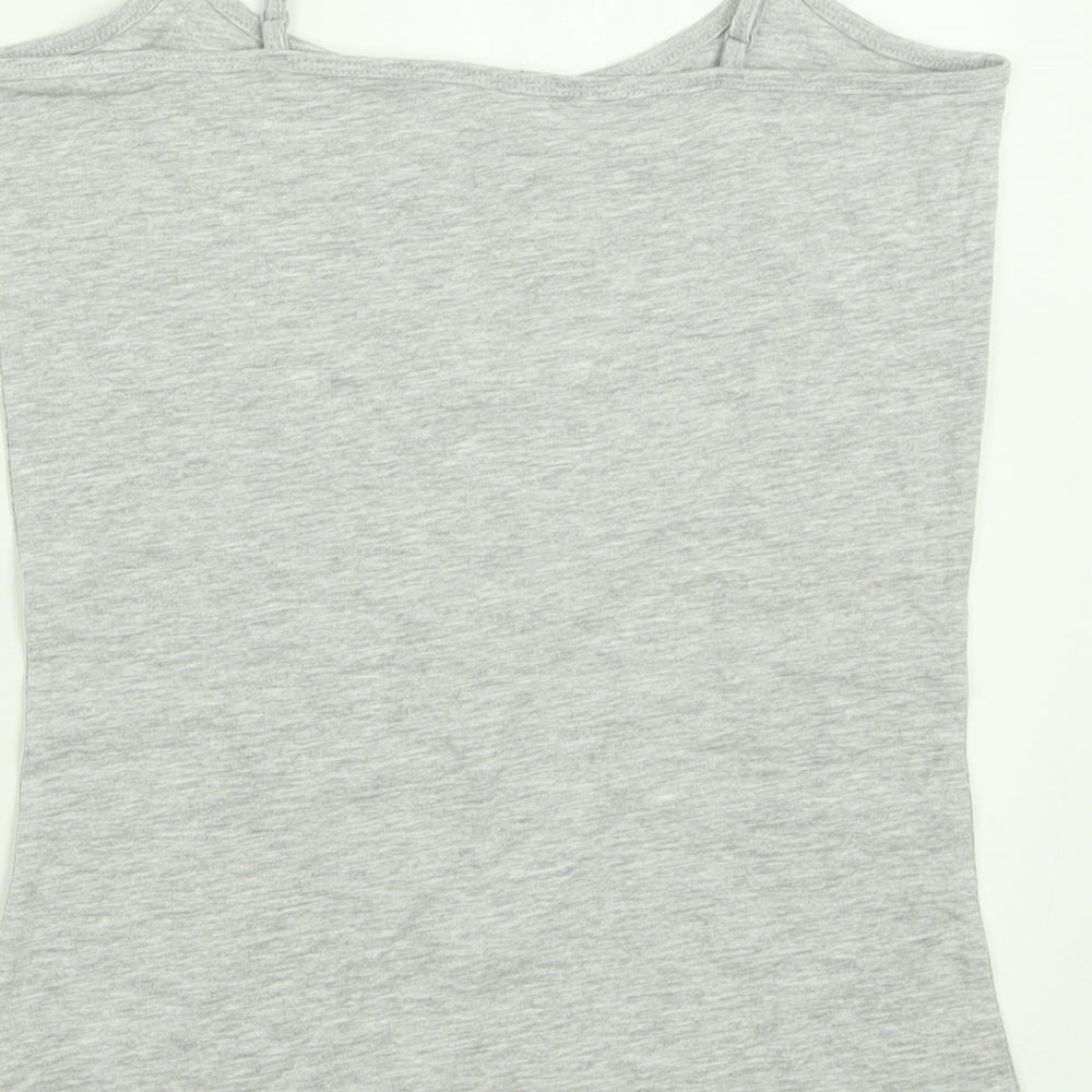 F&F Womens Grey  Cotton Basic Tank Size 10 Scoop Neck