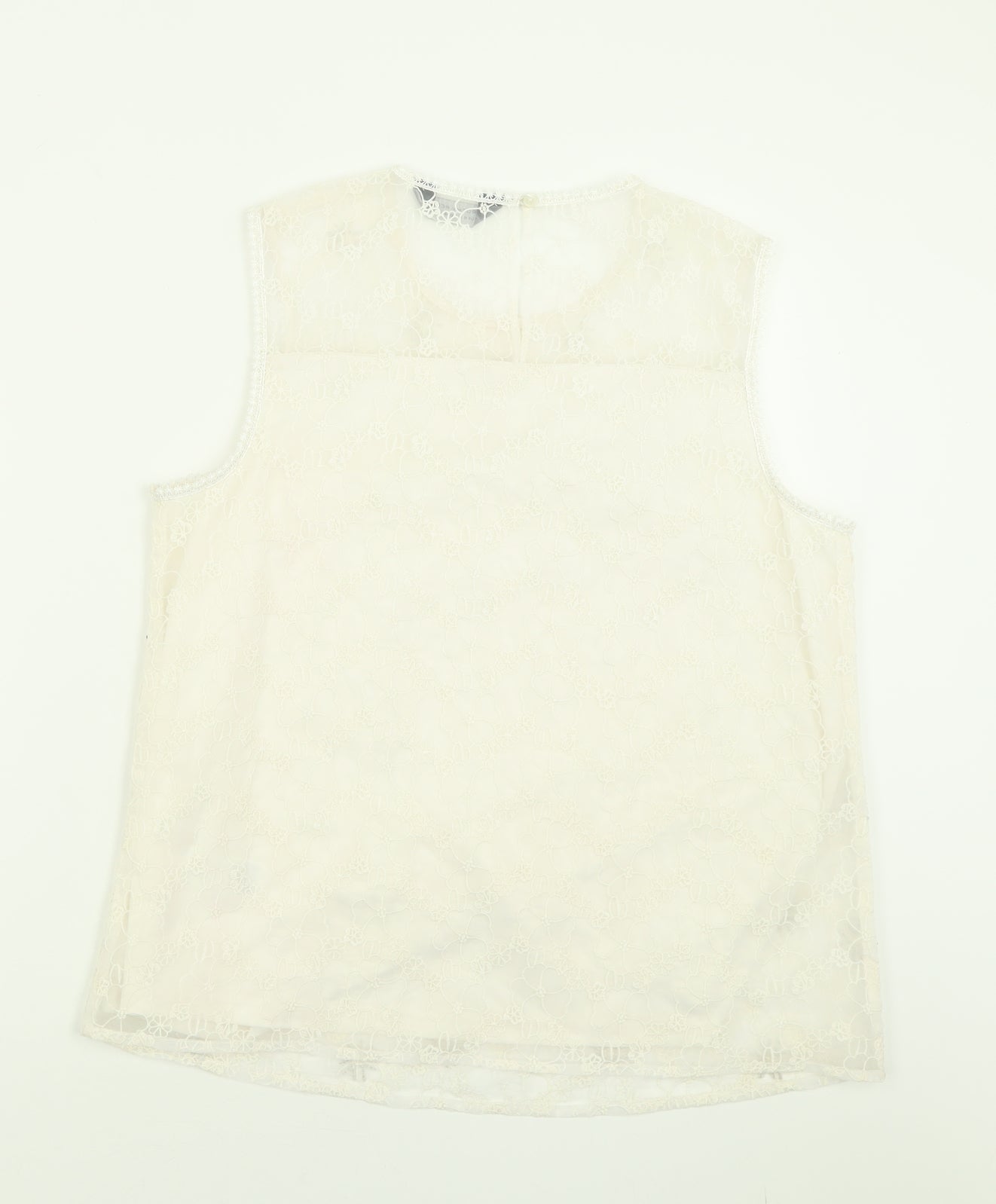 Dorothy Perkins Womens Ivory  Nylon Basic Tank Size 14 Crew Neck