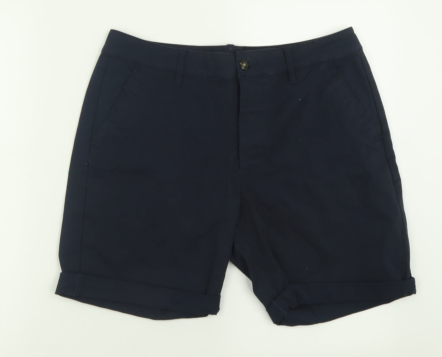 ASOS Mens Blue  Cotton Bermuda Shorts Size 32 in L7 in Regular Button