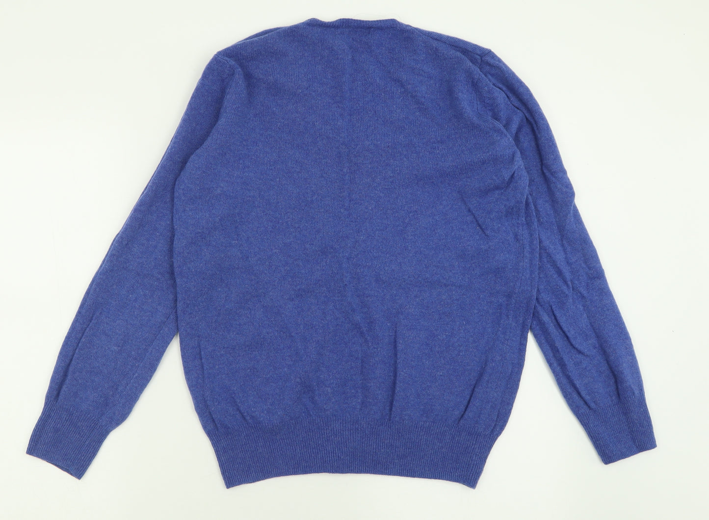 Marks and Spencer Womens Blue V-Neck  Wool Pullover Jumper Size 14