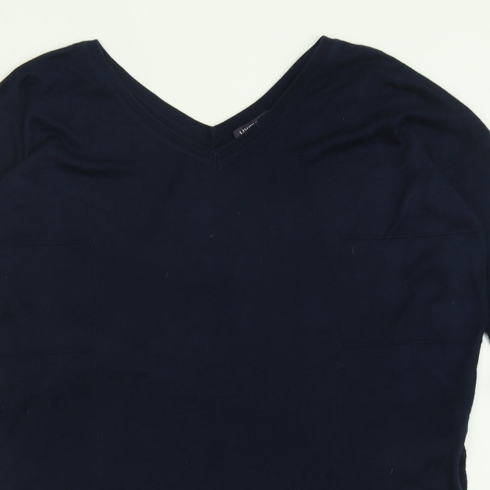 Marks and Spencer Womens Blue V-Neck  Viscose Pullover Jumper Size 10