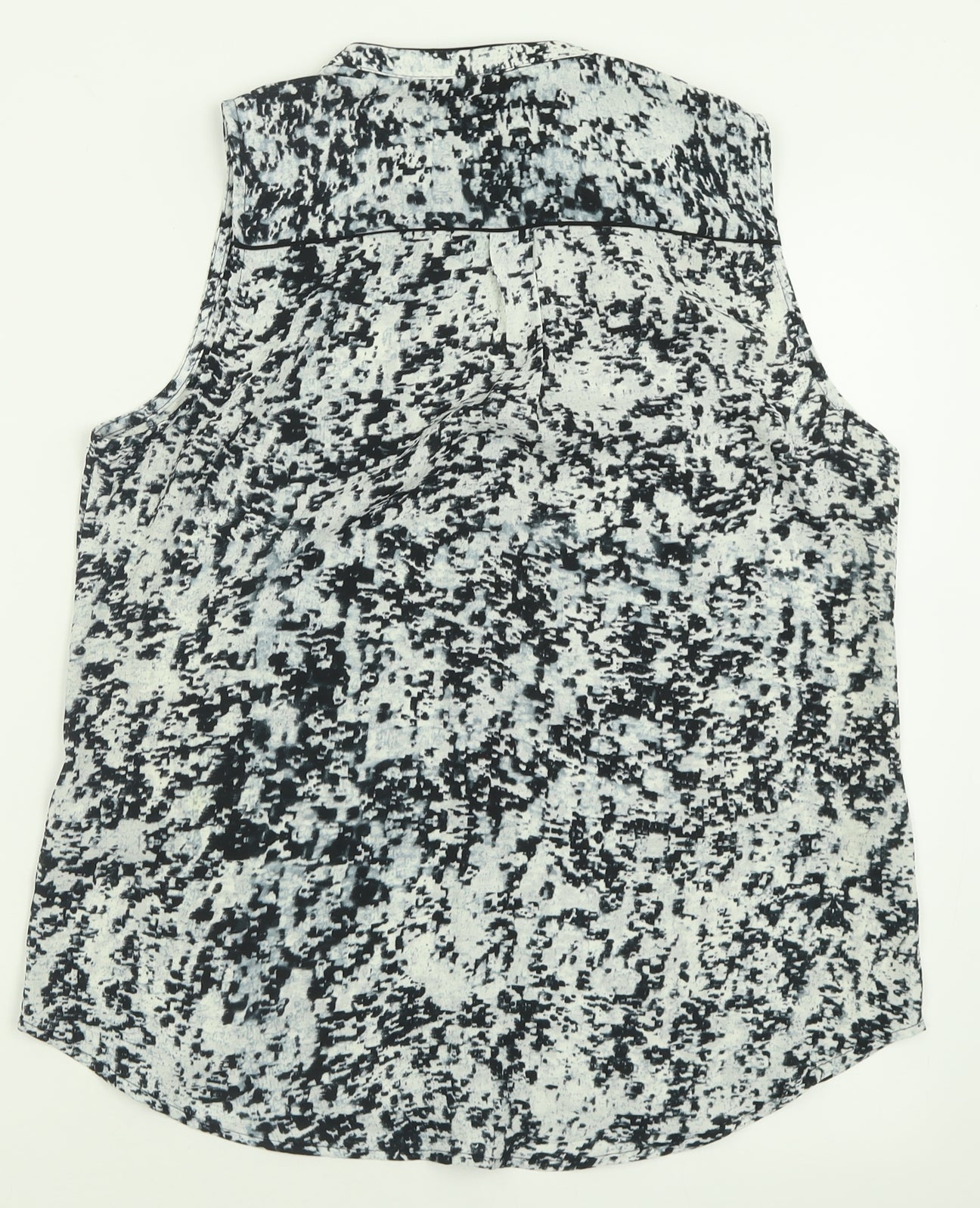 H&M Womens Black Geometric Polyester Basic Button-Up Size 12 V-Neck
