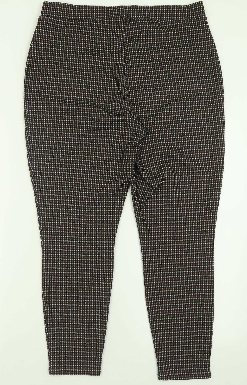 Matalan Womens Brown Plaid Polyester Capri Trousers Size 16 L27 in Regular