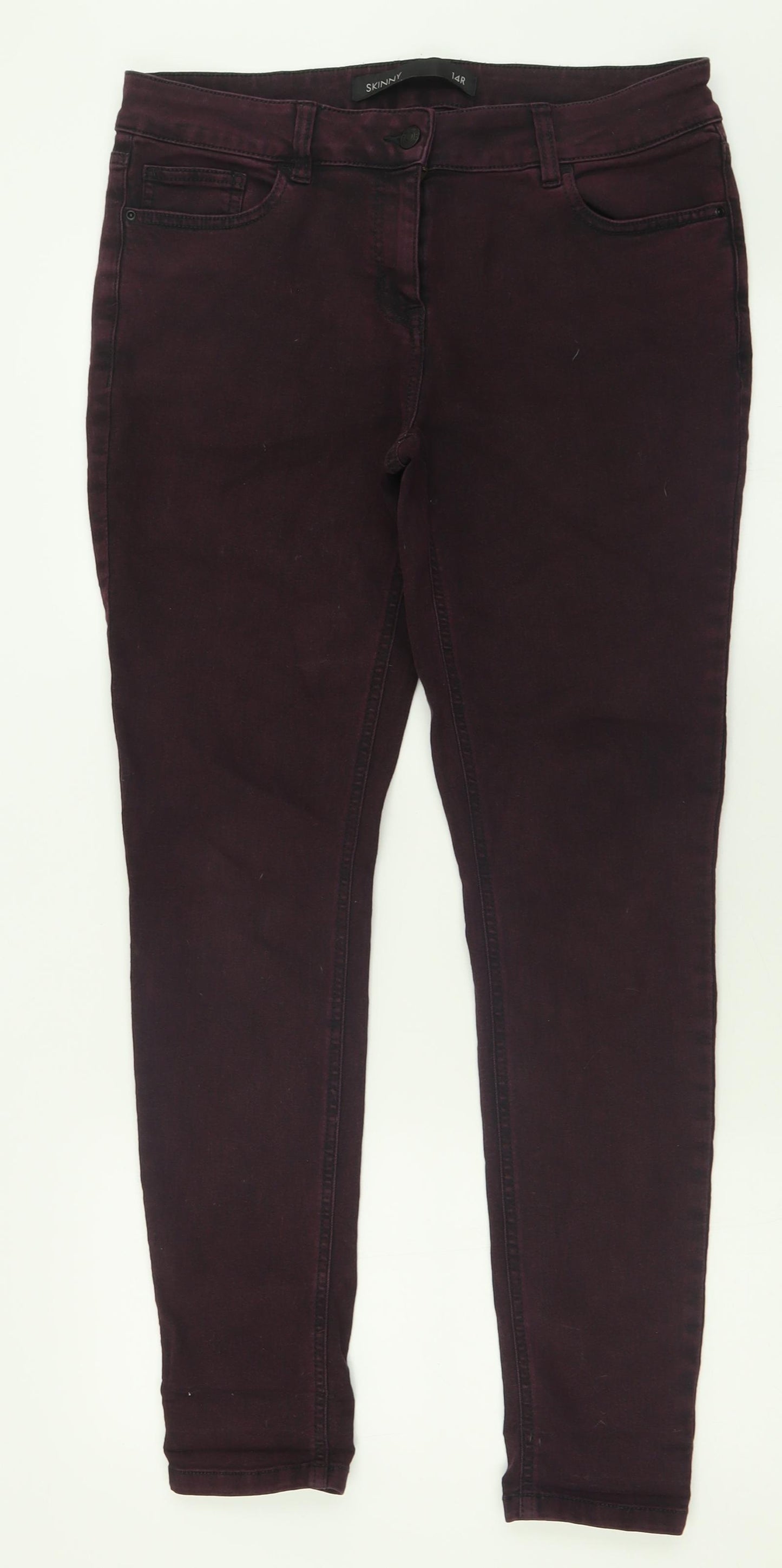 NEXT Womens Purple  Cotton Skinny Jeans Size 14 L30 in Regular Button