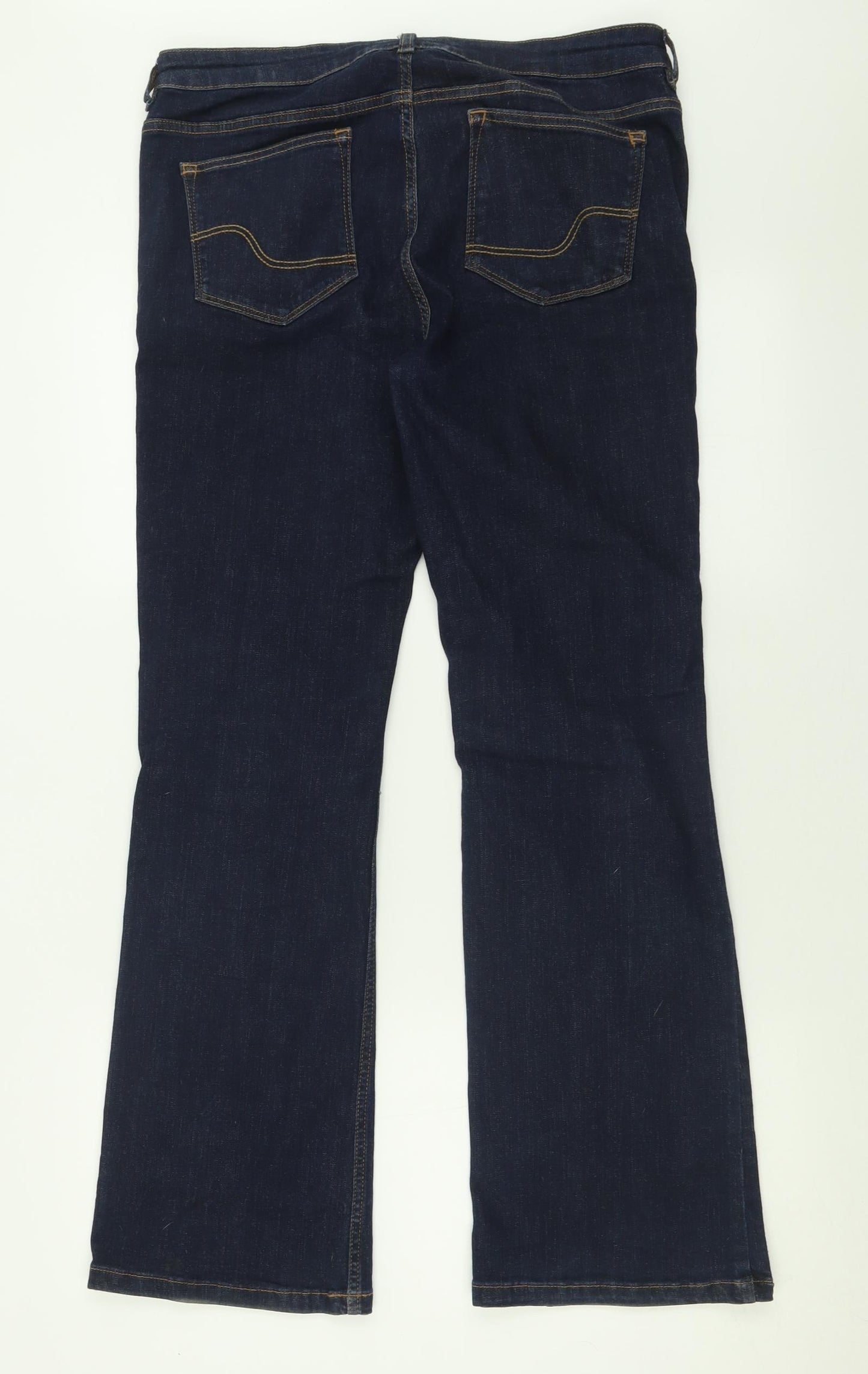 Fat Face Womens Blue  Cotton Bootcut Jeans Size 14 L20 in Regular Button