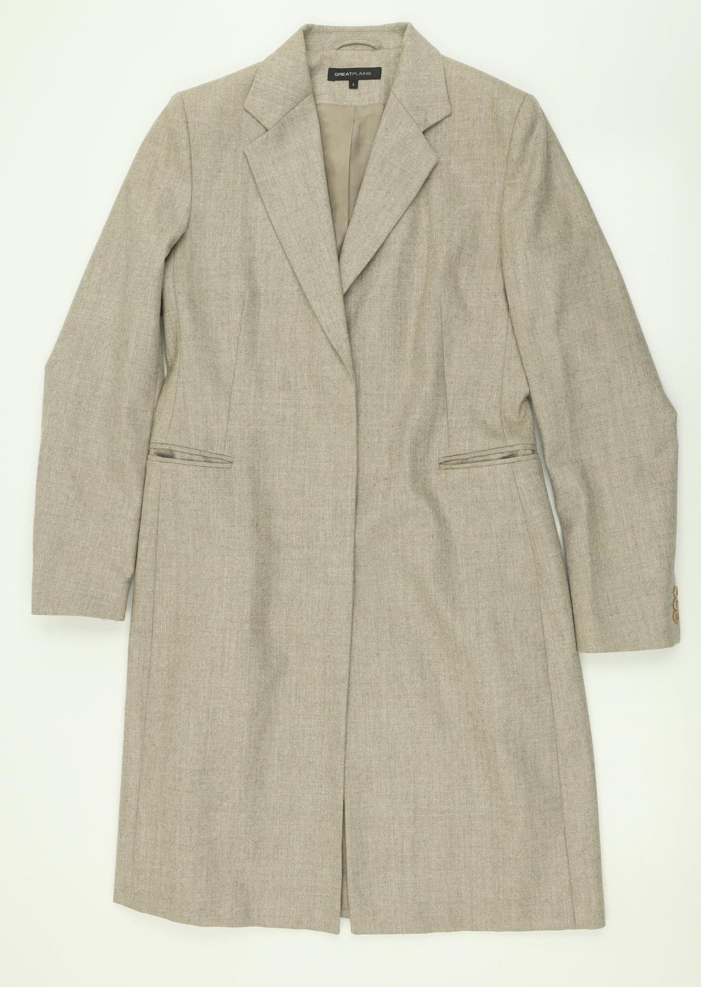 GREATPLAINS Womens Beige   Overcoat Coat Size L  Button