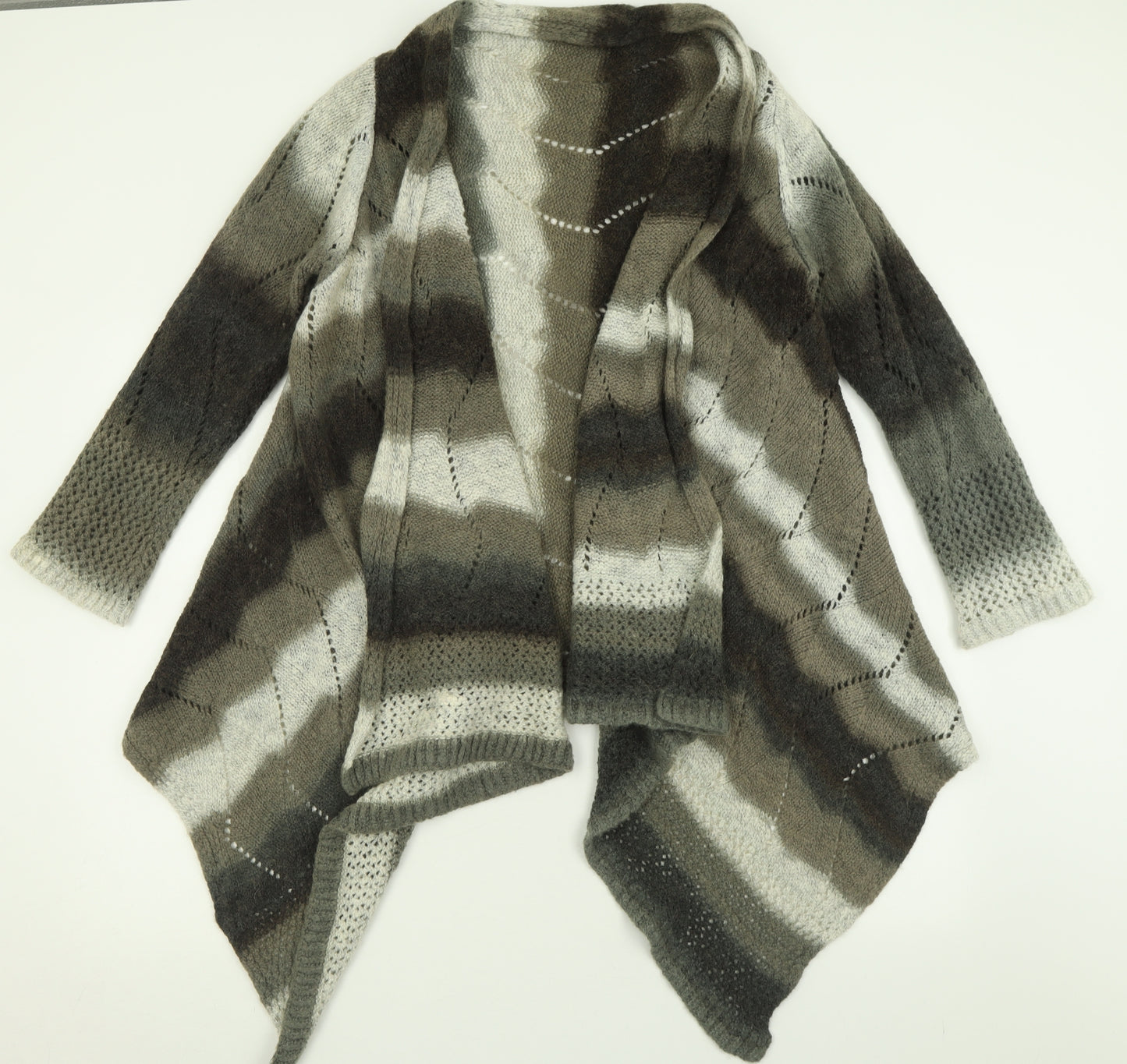 Per Una Womens Brown V-Neck Geometric Acrylic Cardigan Jumper Size L