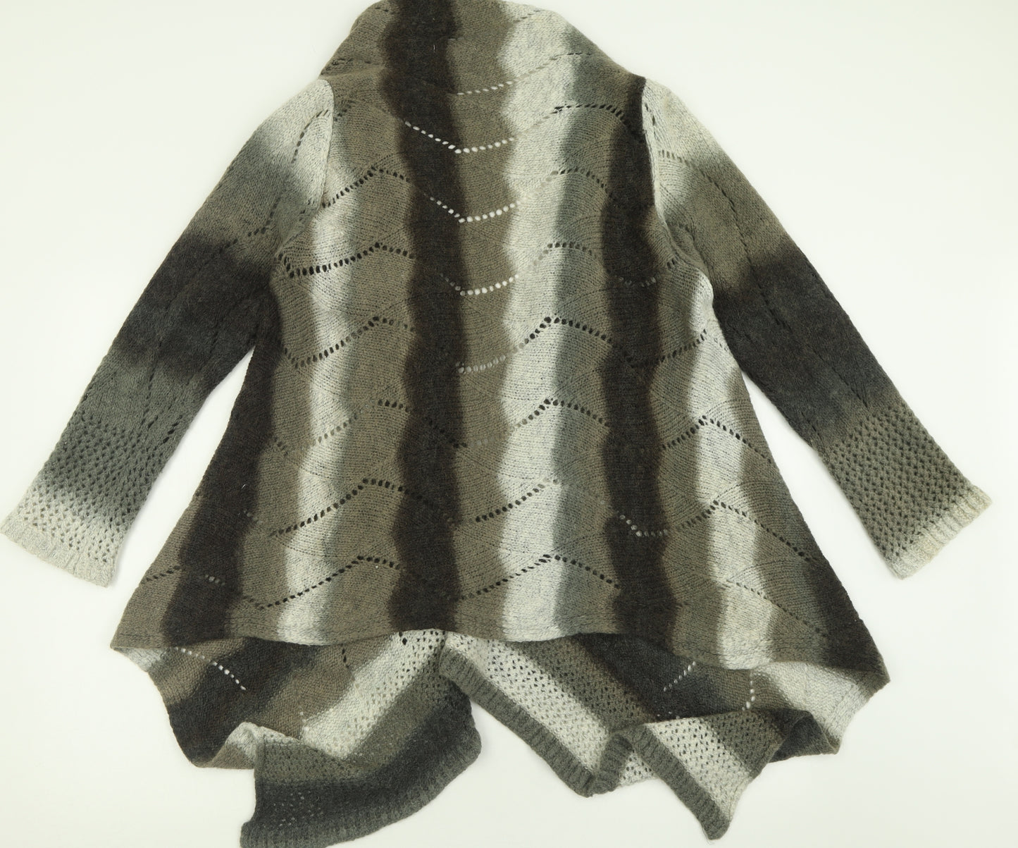 Per Una Womens Brown V-Neck Geometric Acrylic Cardigan Jumper Size L
