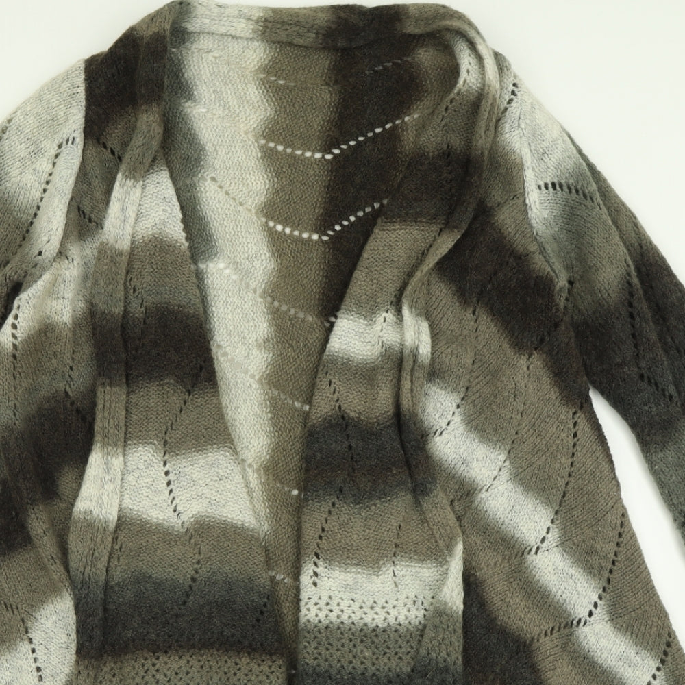 Per Una Womens Brown V-Neck Geometric Acrylic Cardigan Jumper Size L