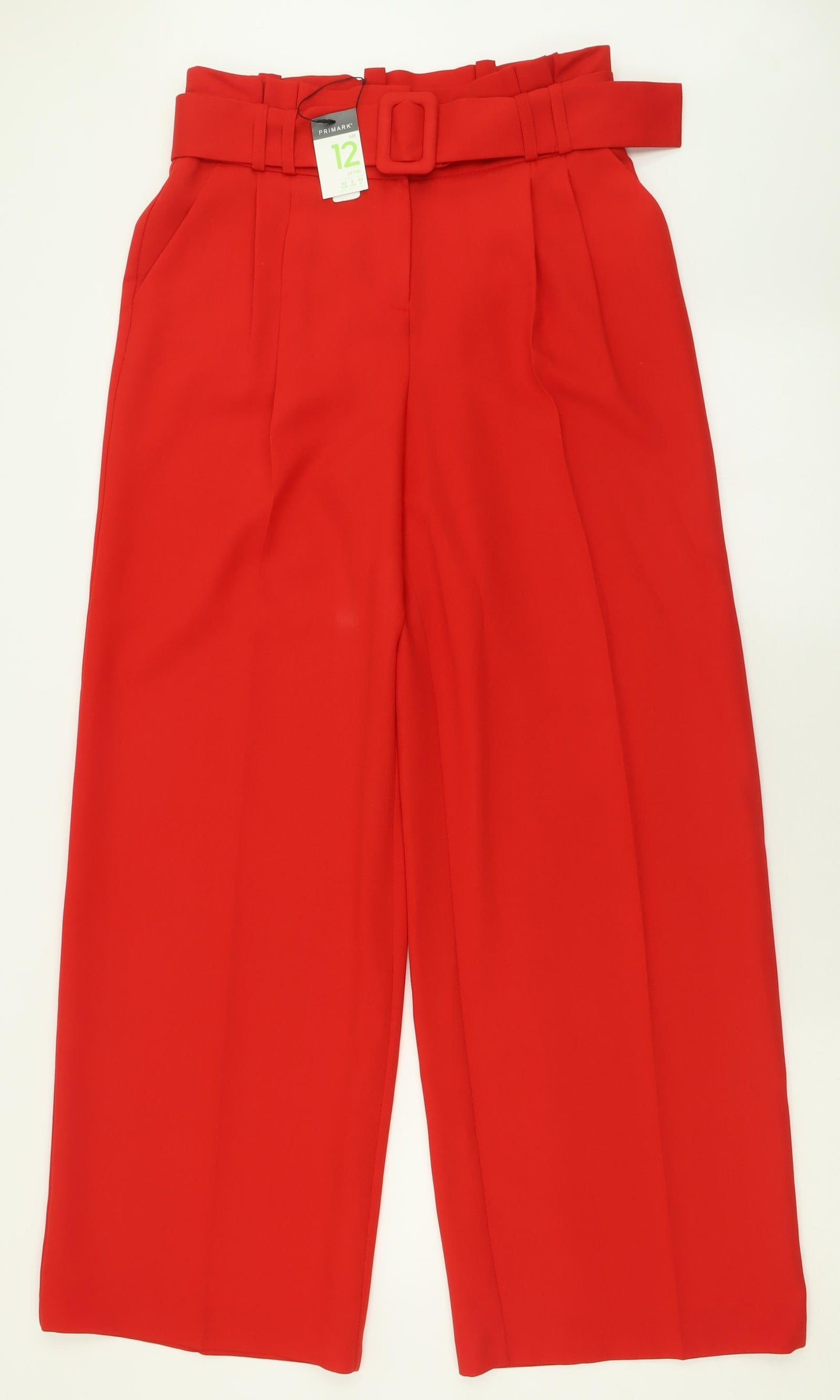 Boohoo Womens Red  Polyester Trousers  Size 12 L32 in Regular Hook & Eye