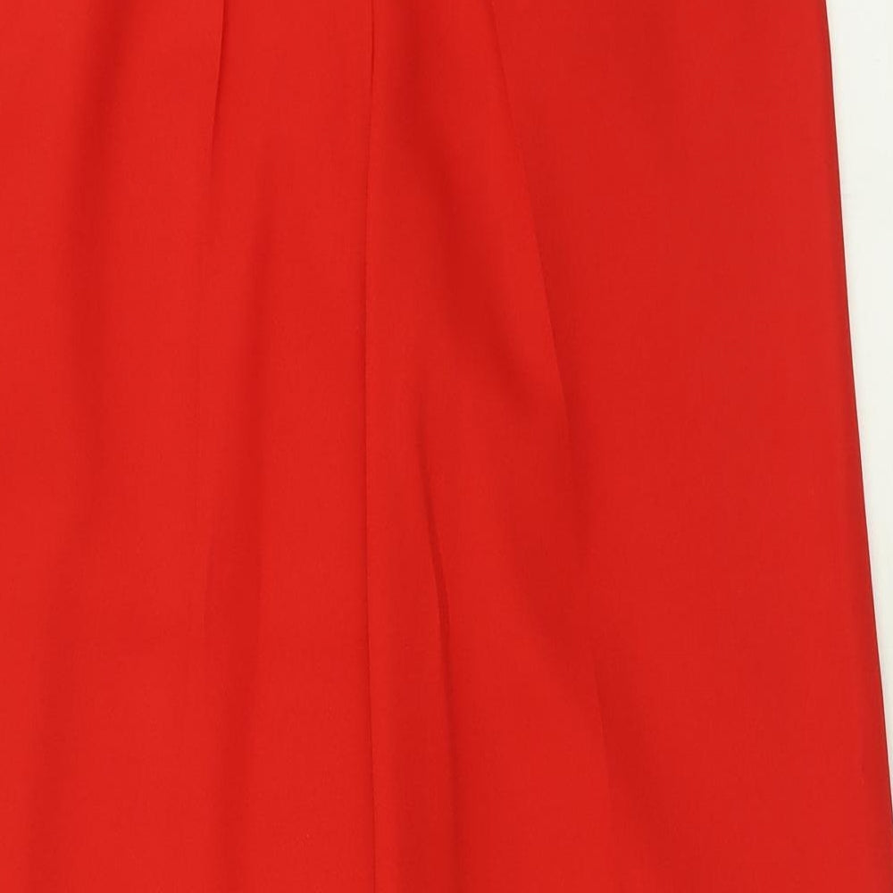 Boohoo Womens Red  Polyester Trousers  Size 12 L32 in Regular Hook & Eye