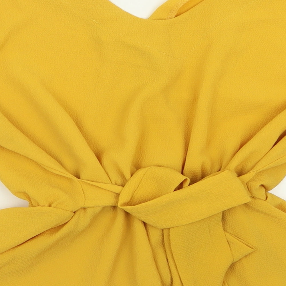 Boohoo Womens Yellow  Polyester Cropped Blouse Size 12 V-Neck