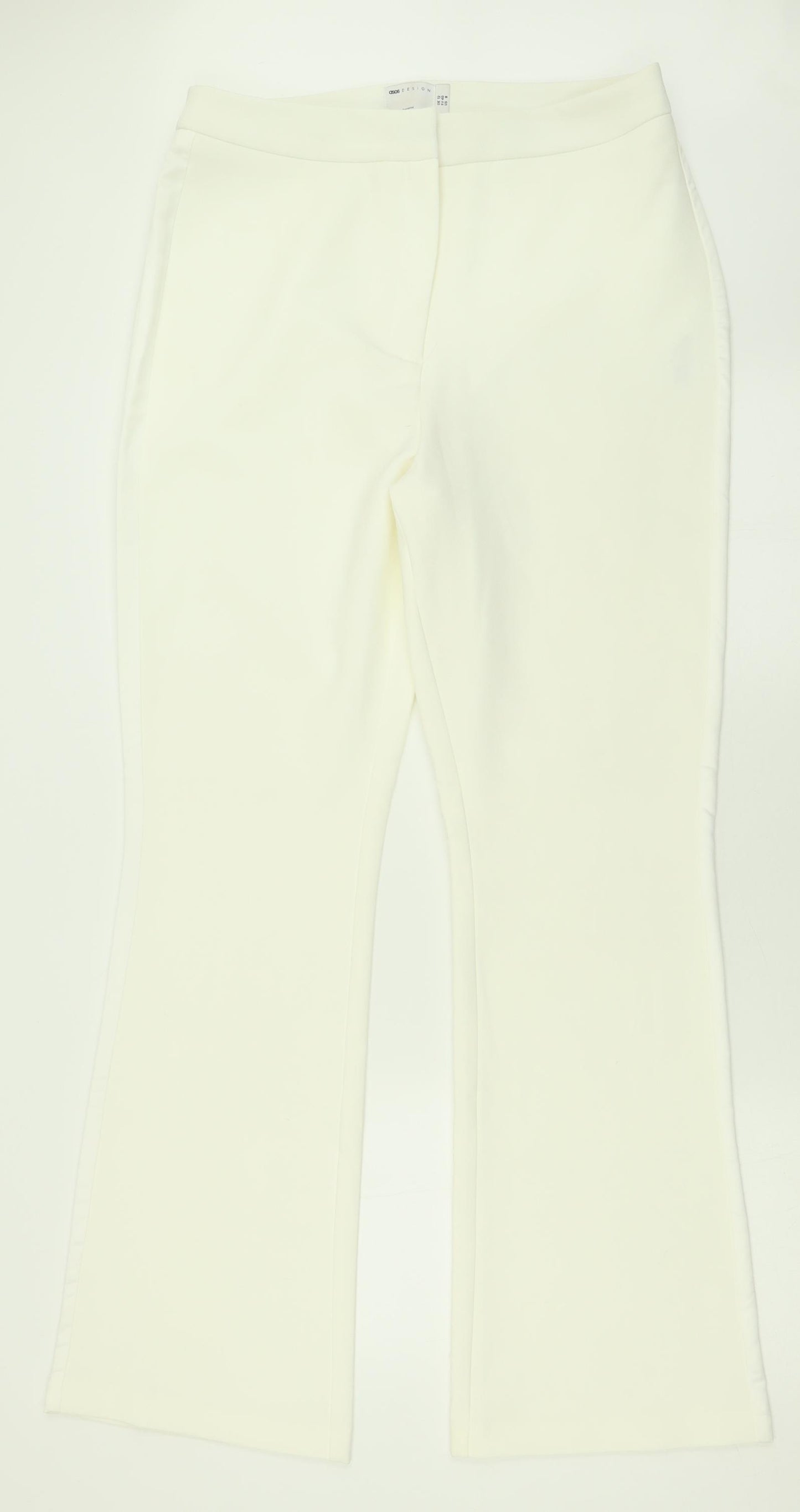 ASOS Womens White  Polyester Trousers  Size 12 L32 in Regular Hook & Eye