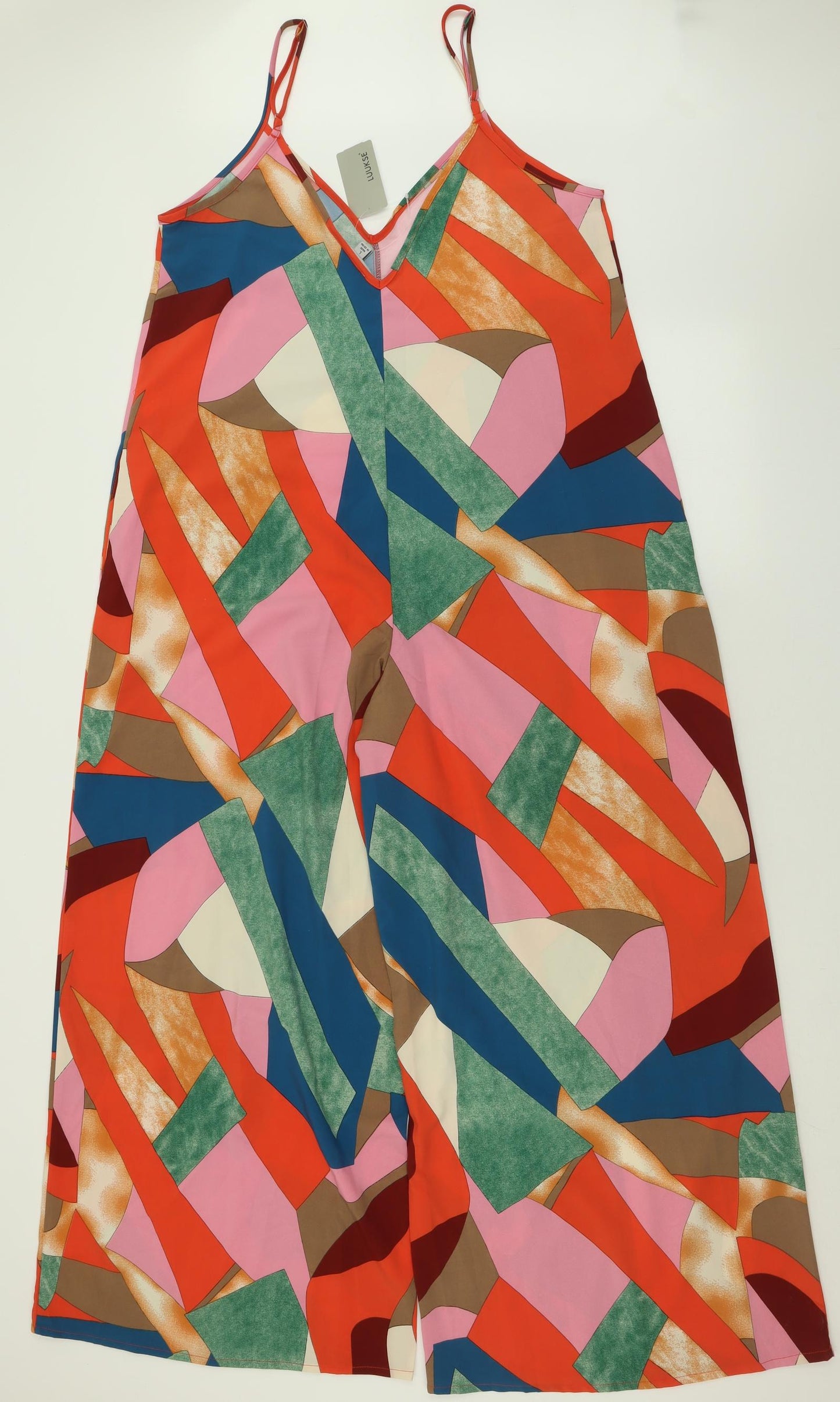 Luukse Womens Multicoloured Geometric Polyester Jumpsuit One-Piece Size L L30 in Pullover