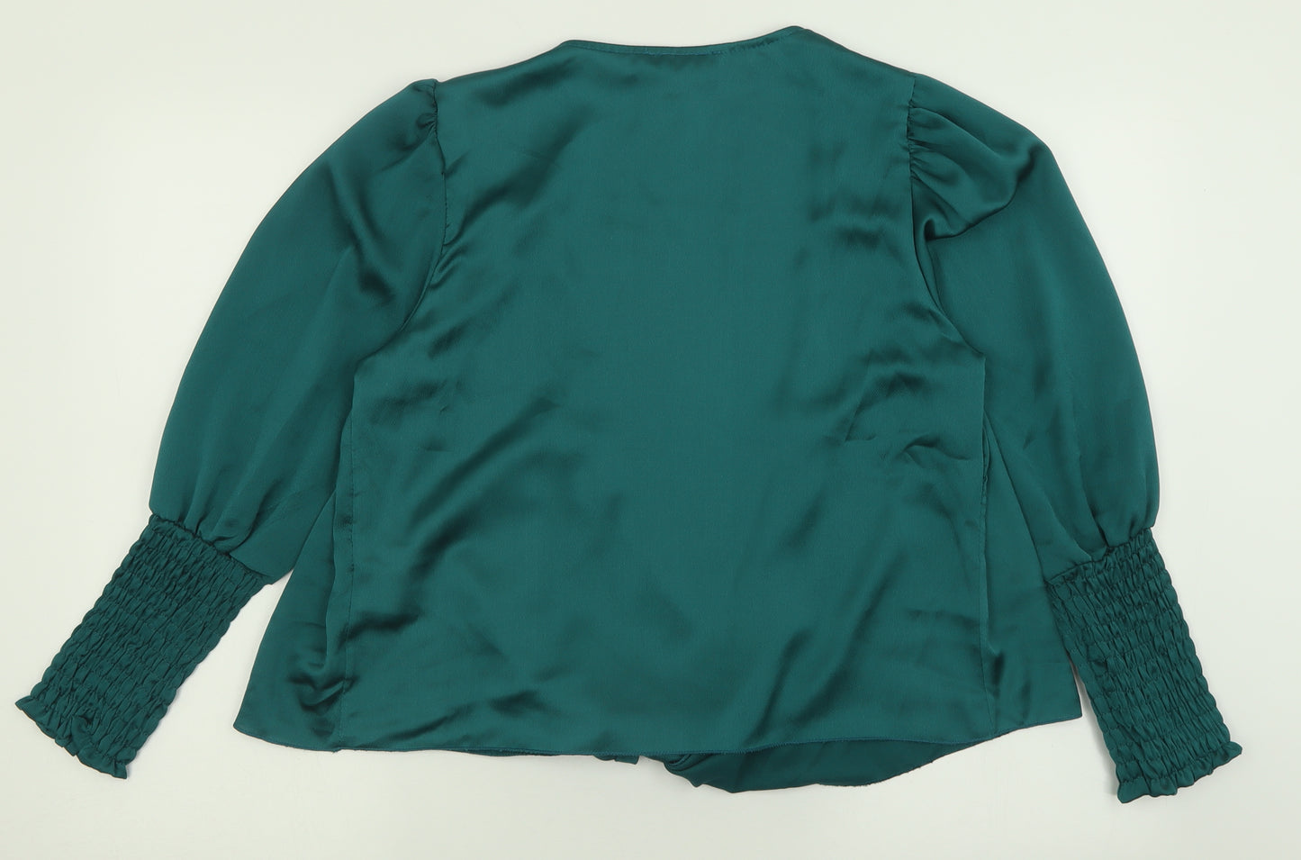 Boohoo Womens Green  Polyester Basic Blouse Size 12 V-Neck