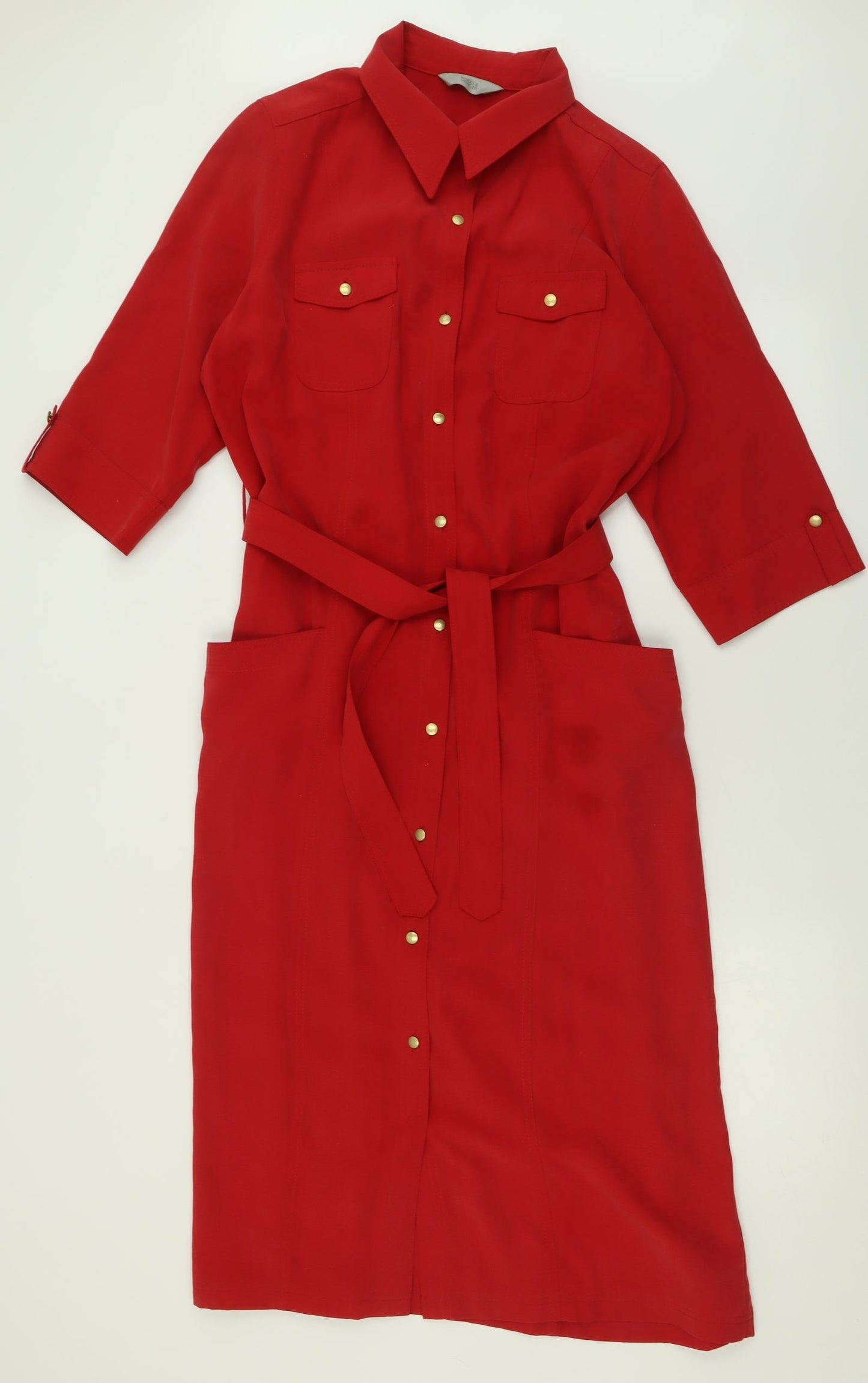 Marks and Spencer Womens Red  Lyocell A-Line  Size 18  Collared Button