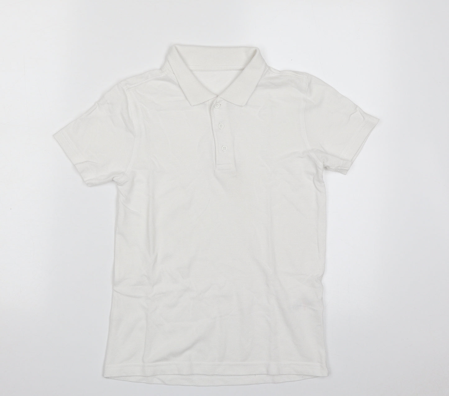 George Boys White  100% Cotton Pullover Polo Size 8-9 Years Collared Button