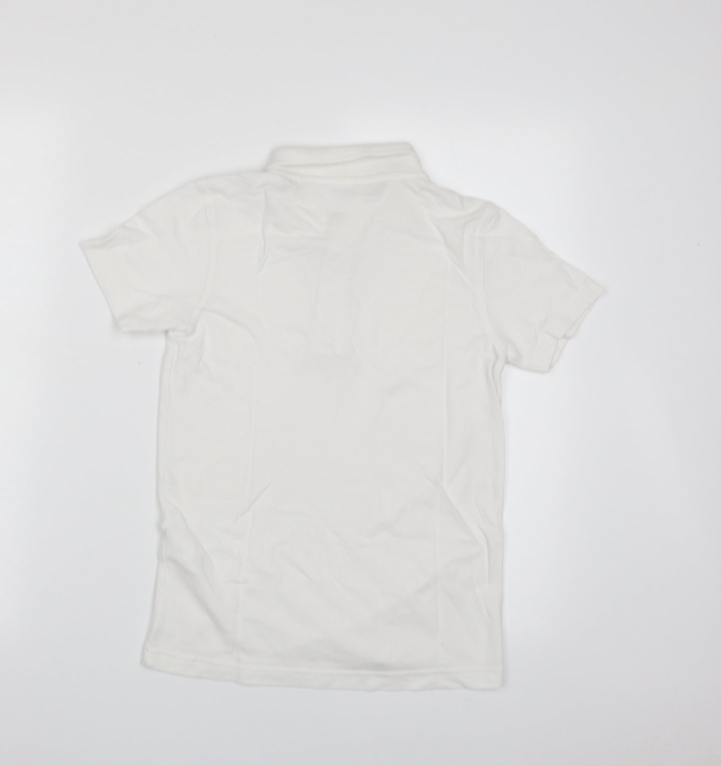 George Boys White  100% Cotton Pullover Polo Size 8-9 Years Collared Button