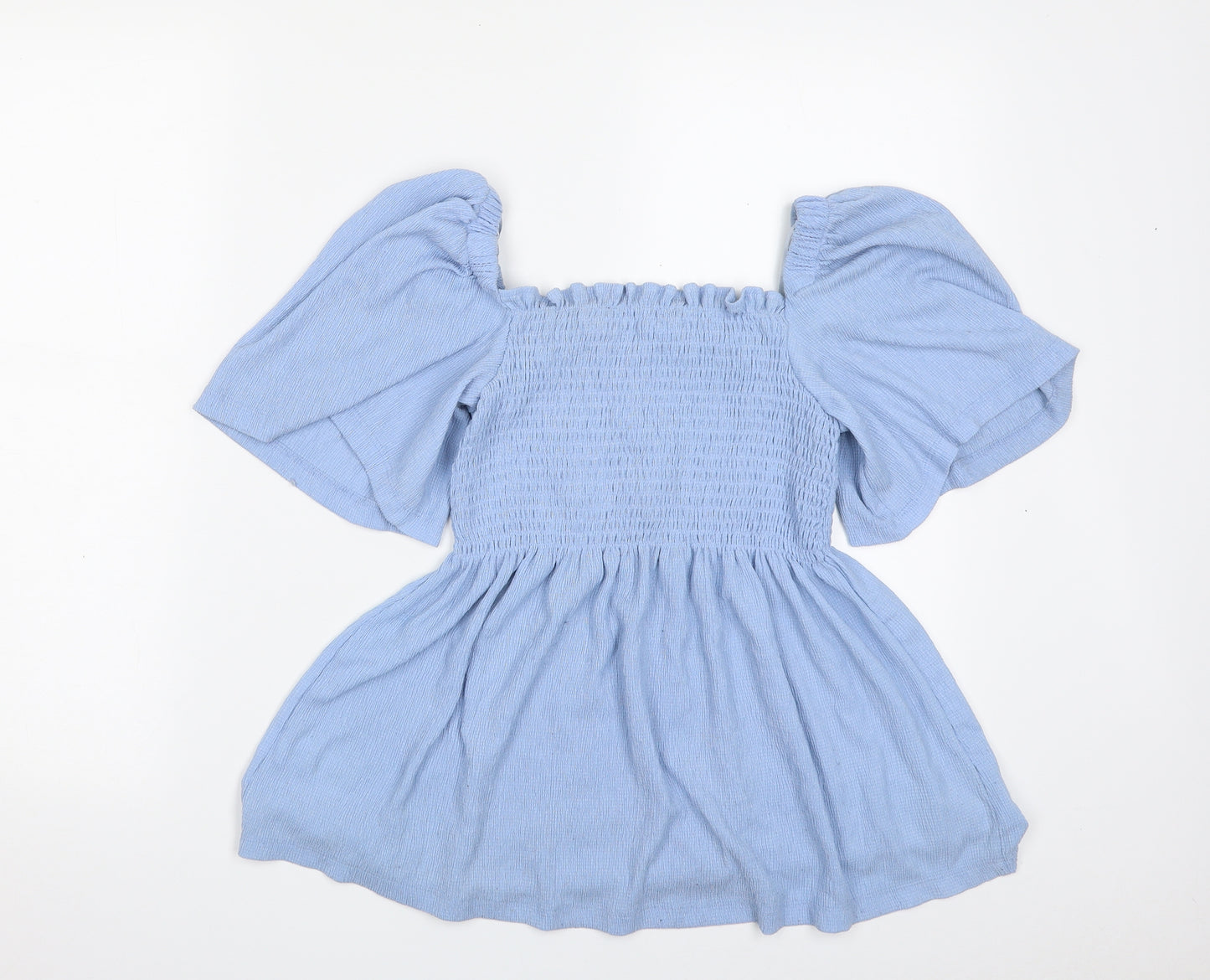 F&F Womens Blue  Polyester Basic Blouse Size 12 Square Neck